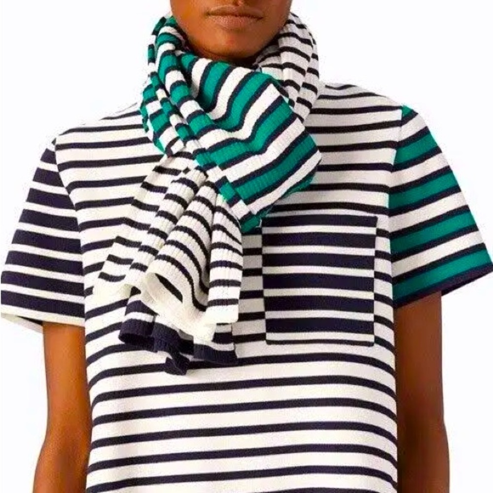 Tory Sport Womens Ribbed Tech-Knit Striped Golf Scarf